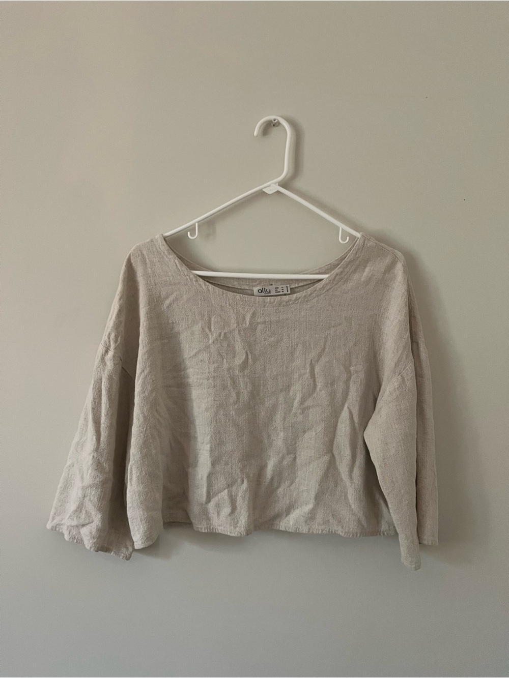 Cream Linen-Blend Top